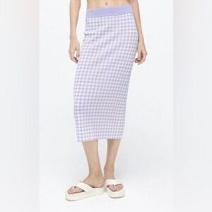 ZARA Gingham Midi Skirt in Lavender